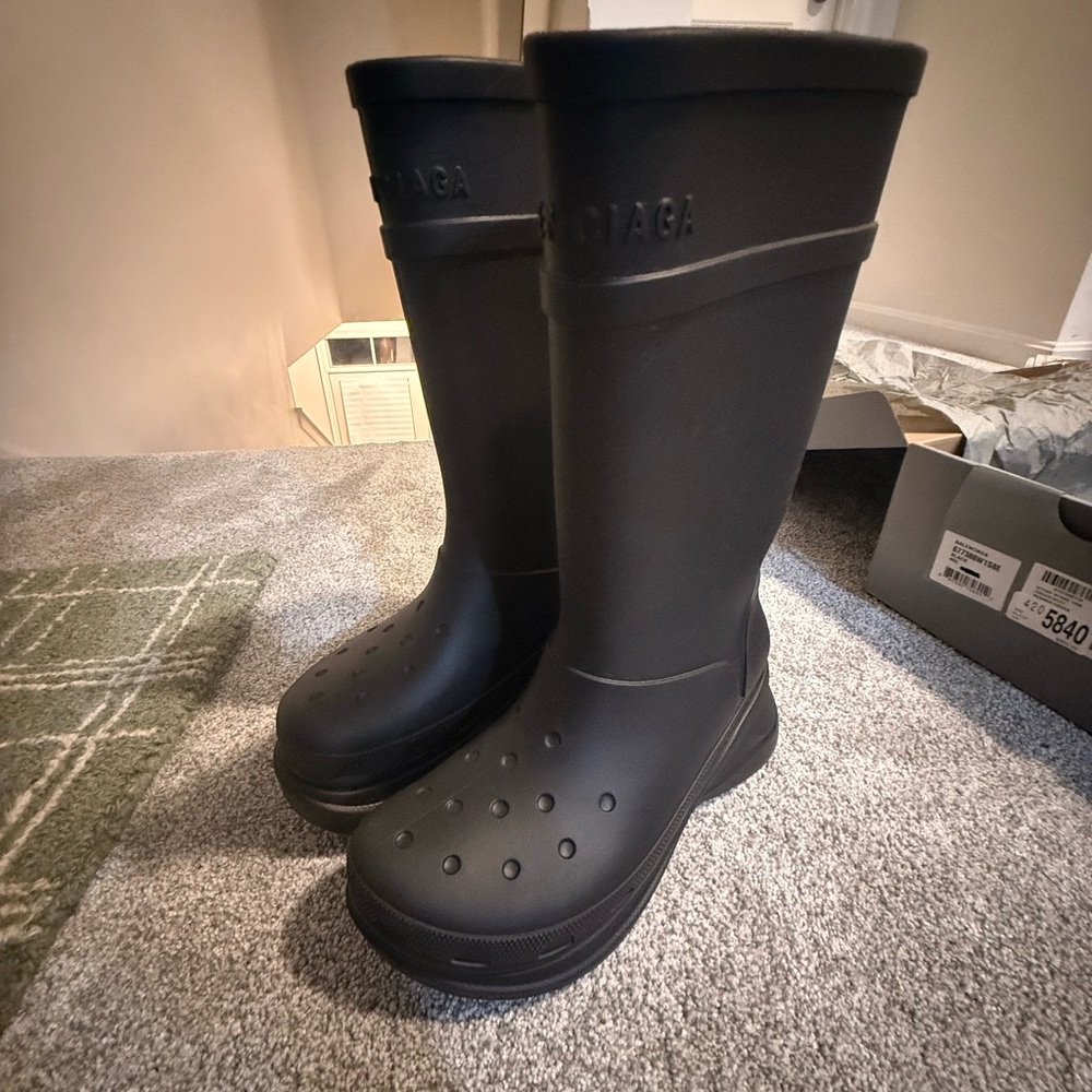 Balenciaga Matte Black Rubber Boots